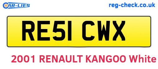 RE51CWX are the vehicle registration plates.