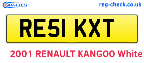 RE51KXT are the vehicle registration plates.