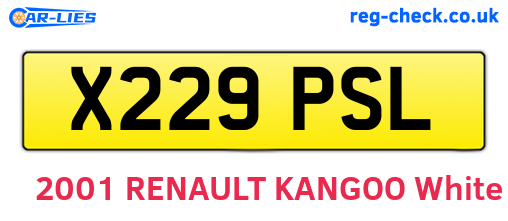 X229PSL are the vehicle registration plates.