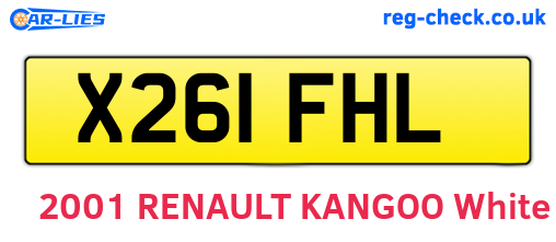 X261FHL are the vehicle registration plates.