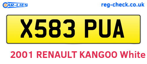 X583PUA are the vehicle registration plates.