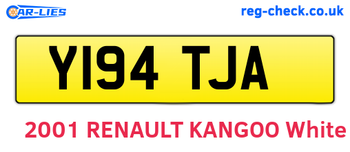Y194TJA are the vehicle registration plates.