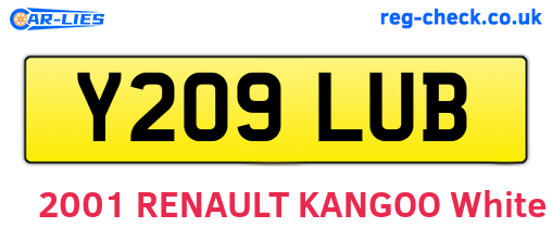 Y209LUB are the vehicle registration plates.