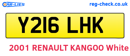 Y216LHK are the vehicle registration plates.