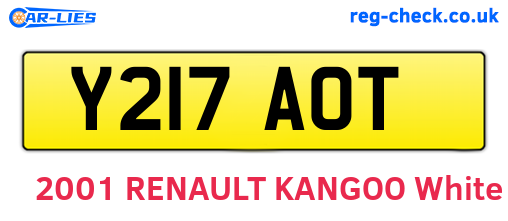 Y217AOT are the vehicle registration plates.