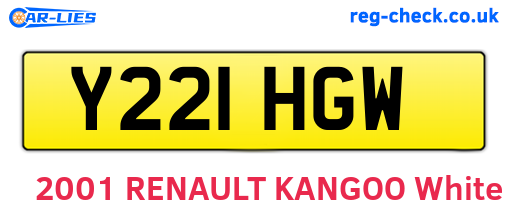 Y221HGW are the vehicle registration plates.