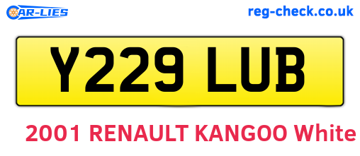 Y229LUB are the vehicle registration plates.