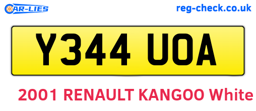 Y344UOA are the vehicle registration plates.
