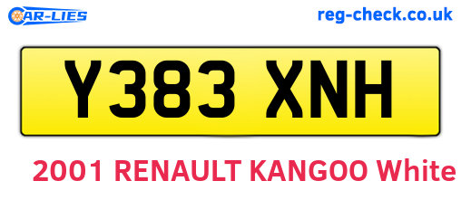 Y383XNH are the vehicle registration plates.