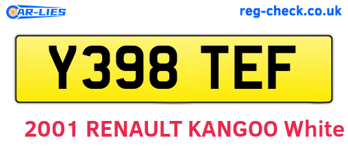 Y398TEF are the vehicle registration plates.