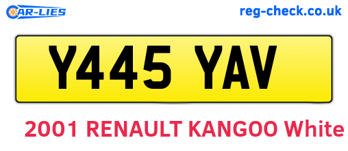 Y445YAV are the vehicle registration plates.