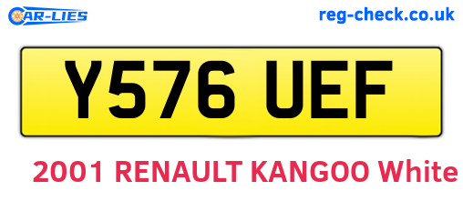 Y576UEF are the vehicle registration plates.