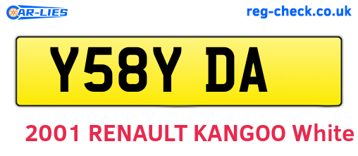 Y58YDA are the vehicle registration plates.