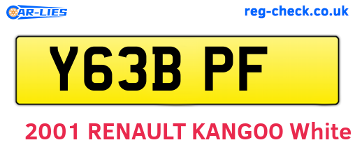 Y63BPF are the vehicle registration plates.