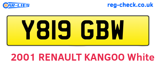 Y819GBW are the vehicle registration plates.
