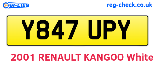 Y847UPY are the vehicle registration plates.