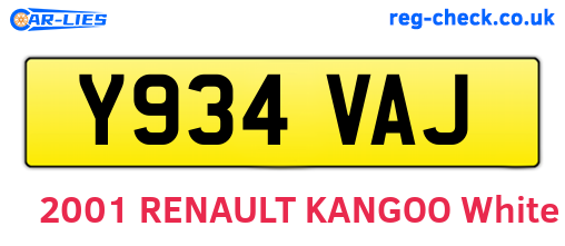 Y934VAJ are the vehicle registration plates.