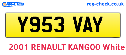 Y953VAY are the vehicle registration plates.