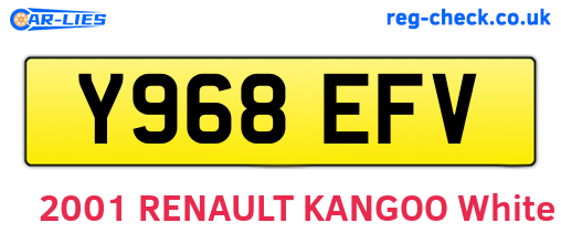 Y968EFV are the vehicle registration plates.