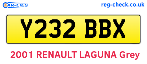 Y232BBX are the vehicle registration plates.