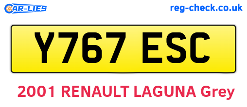 Y767ESC are the vehicle registration plates.