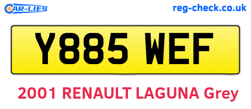 Y885WEF are the vehicle registration plates.