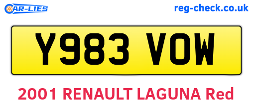 Y983VOW are the vehicle registration plates.