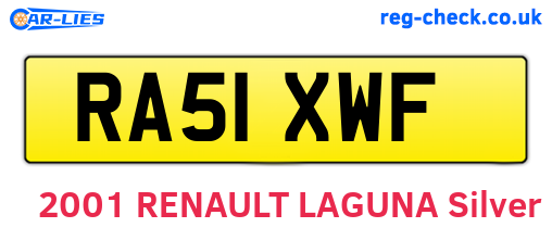 RA51XWF are the vehicle registration plates.