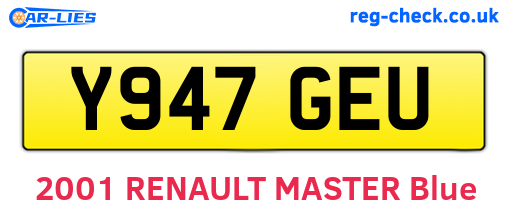 Y947GEU are the vehicle registration plates.
