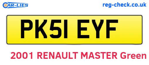 PK51EYF are the vehicle registration plates.
