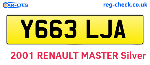 Y663LJA are the vehicle registration plates.