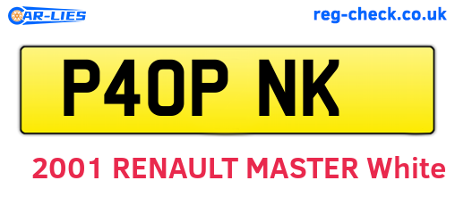 P40PNK are the vehicle registration plates.