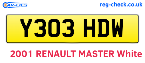 Y303HDW are the vehicle registration plates.
