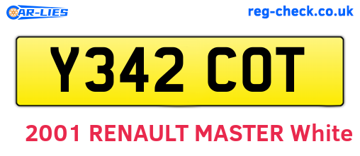 Y342COT are the vehicle registration plates.