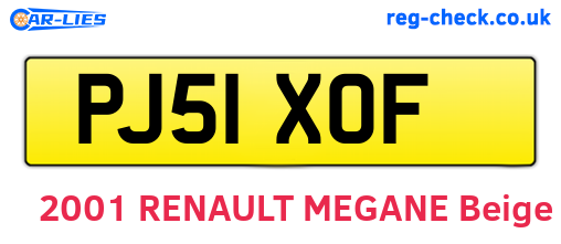 PJ51XOF are the vehicle registration plates.