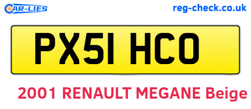 PX51HCO are the vehicle registration plates.
