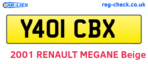 Y401CBX are the vehicle registration plates.
