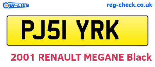 PJ51YRK are the vehicle registration plates.