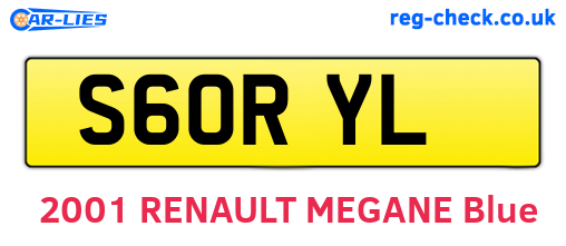 S60RYL are the vehicle registration plates.