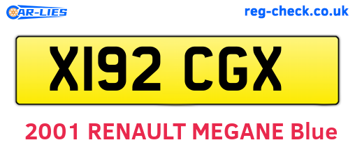 X192CGX are the vehicle registration plates.