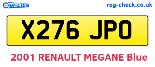 X276JPO are the vehicle registration plates.