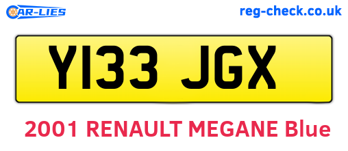 Y133JGX are the vehicle registration plates.