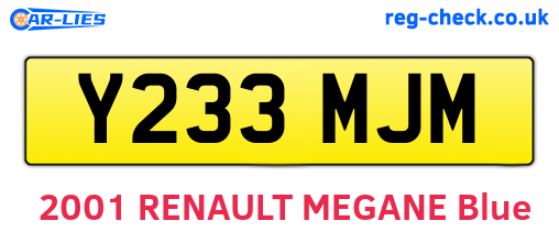 Y233MJM are the vehicle registration plates.