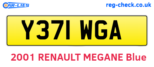 Y371WGA are the vehicle registration plates.