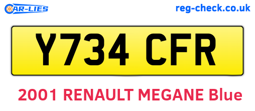 Y734CFR are the vehicle registration plates.