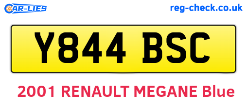 Y844BSC are the vehicle registration plates.