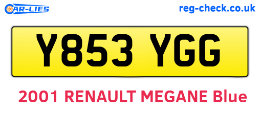 Y853YGG are the vehicle registration plates.
