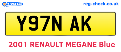 Y97NAK are the vehicle registration plates.
