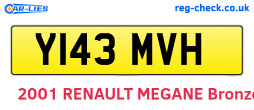 Y143MVH are the vehicle registration plates.