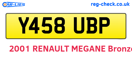 Y458UBP are the vehicle registration plates.